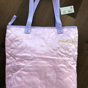 Sanrio Little Twin Stars LARGE Bag beach hand carry shoulder zipper purple pink